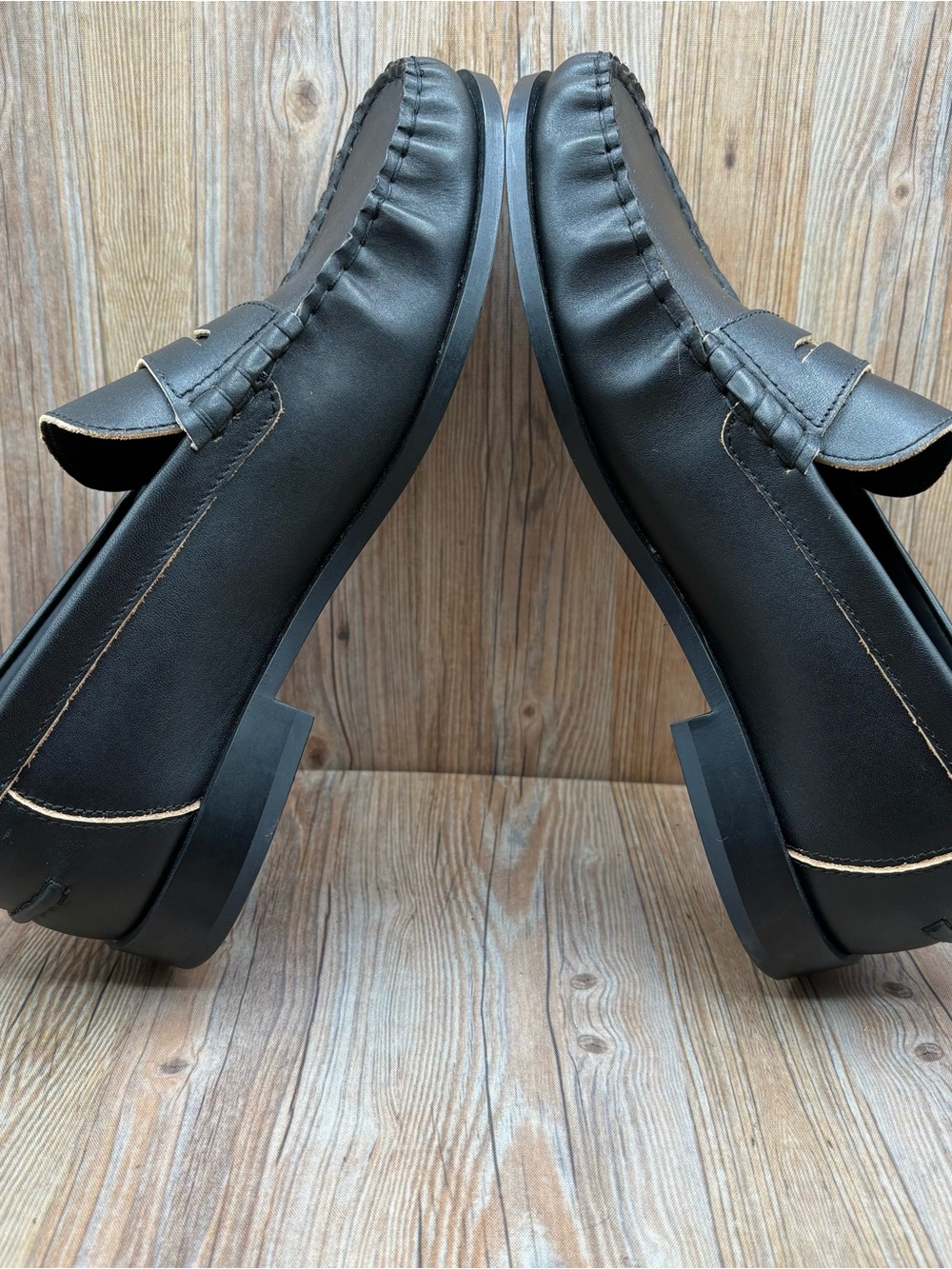 Zara Mens Penny Loafers Classic Leather Black Slip On EU 43 - Picture 6 of 8